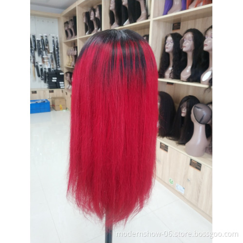 Straight Lace Frontal Wig 1B Purple 350 Red Green Brazilian Human Hair Lace Closure Front Wigs